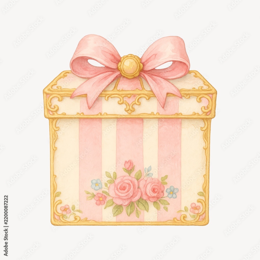 Fototapeta premium Elegant floral gift box illustration.