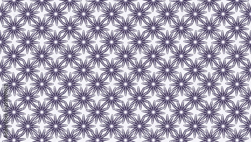 Seamless pattern guilloche of purple line art flowers on light lavender background, floral vector