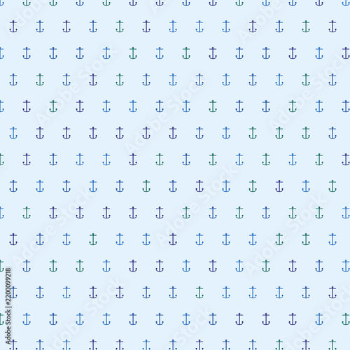 Nautical Anchor Seamless Pattern Minimalist Navy Blue Vector Background