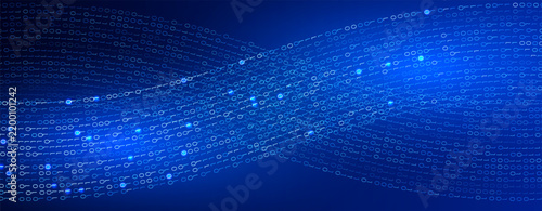 Fototapeta Numbers Binary Code Data Base Digital Processing Visualization. Infinity Digital Transformation Abstract Cyber Tech Pattern. Technology Innovation Forum Banner Presentation BG. Vector Illustration