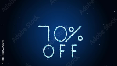 Percent Off Sale Promo Particle Animation with Flying Blue Triangles