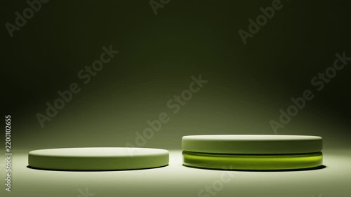 3d rendering animation of green podium platform for product showcase and advertising
