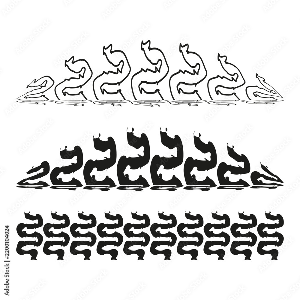 Obraz premium Snake dragon reptile vector set features dangerous wild animal sign. It represents creative tribal tattoo logo
