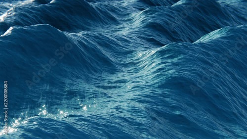 Ocean Waves Deep Blue Storm Sea Water Winter Surface Seamless Loop 3D Animation