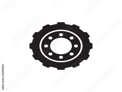 Gear icon silhouette representing mechanical bearing unit for industrial design projects