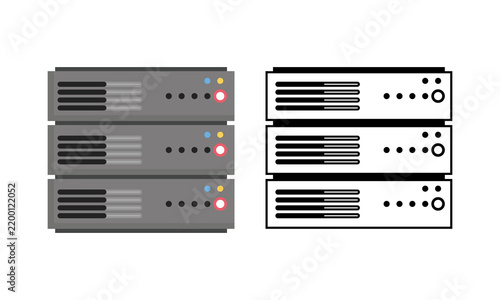 Fotografie Computer server rack icons set for database center and web hosting