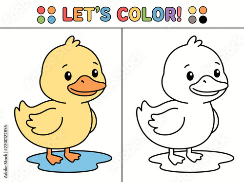 Foto Cute little duck coloring page for kids