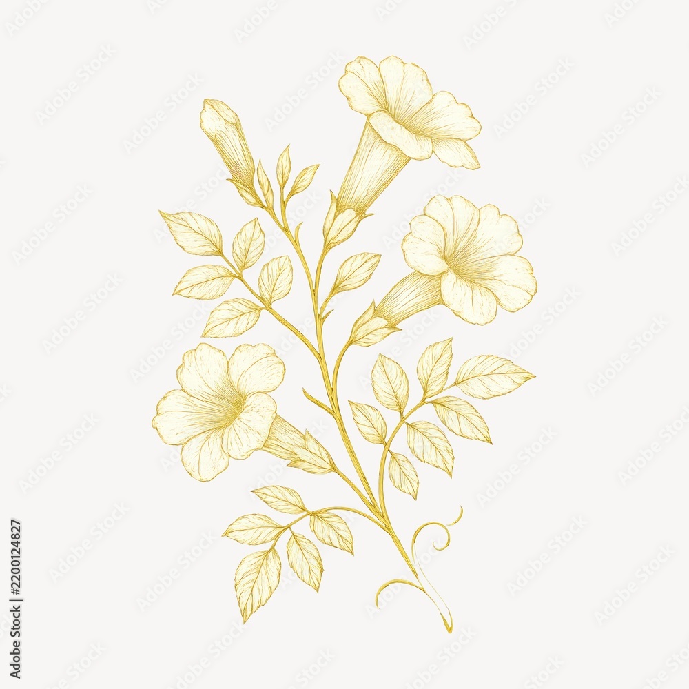 Obraz premium Elegant golden floral illustration