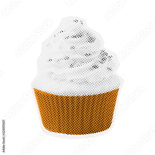 Halftone Style Cupcake Illustration