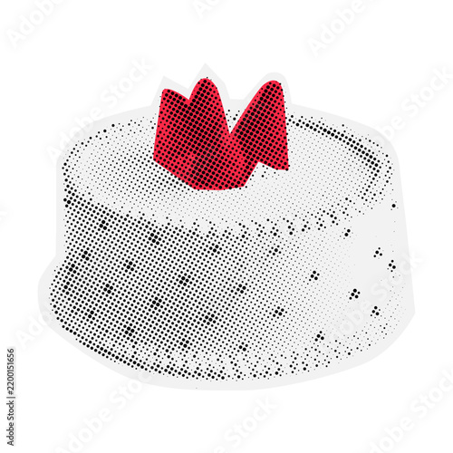 Halftone Cutout Cake Illustration