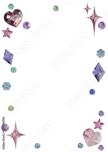 Konstfotografi Bedazzled Glitter Photo Frame, Sparkling Gemstones 3D Render Elements