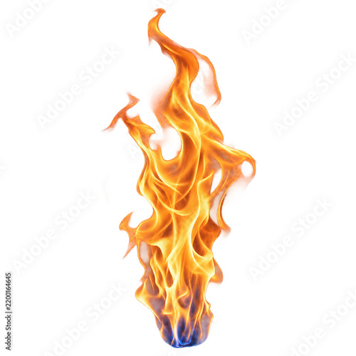 Orange fire flame isolated on a transparent background