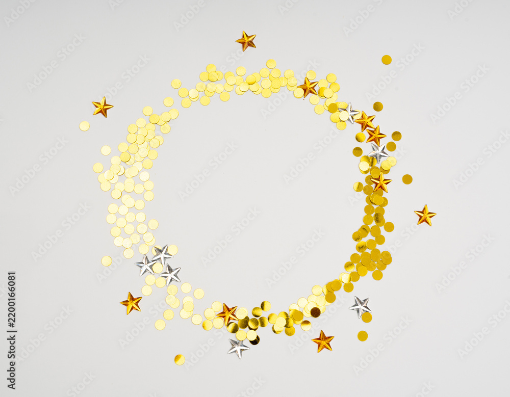 Obraz premium Gold star confetti background, glitter celebration pattern