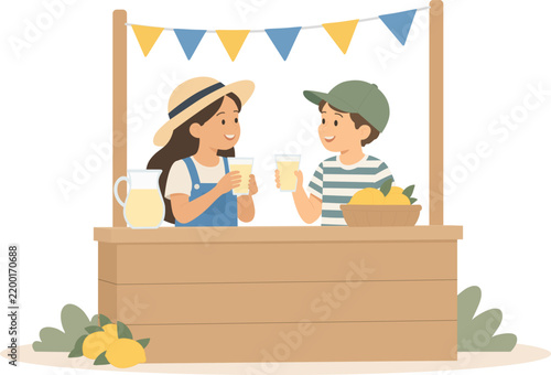 Children Running a Lemonade Stand