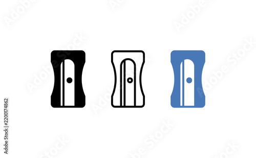 Cuadro en lienzo Minimalist pencil sharpener icon set, school and office stationery symbols, blac