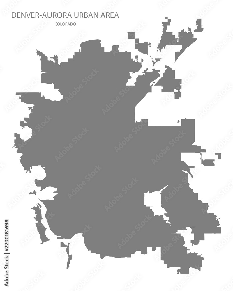 Obraz premium Denver-Aurora Urban Area Map, Colorado, USA