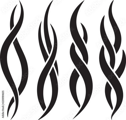 Abstract Swirls and Flames Elegant Black Vector Designs on Transparent Background