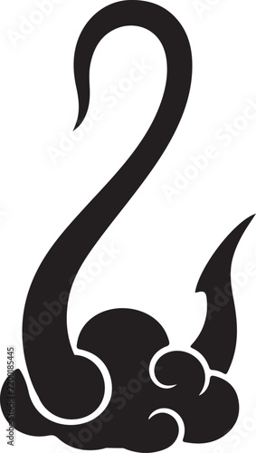 Elegant Swan Silhouette Vector Design with Stylized Cloud Elements on Transparent Background
