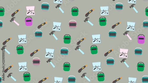 Foto Tools Pattern with Hammers, Welders, and Cutters
