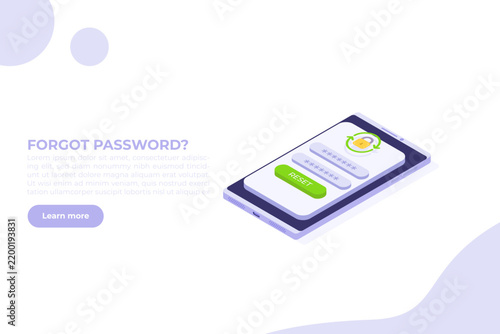 Password reset concept illustration for website and mobile app, suitable for landing page, user interface, onboarding screen, editorial design, flyer, and web banner.