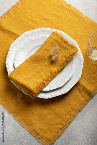 Mustard Yellow Linen Napkin Table Place Setting