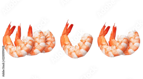 Cooked shrimp prawn seafood tail isolated on transparent background