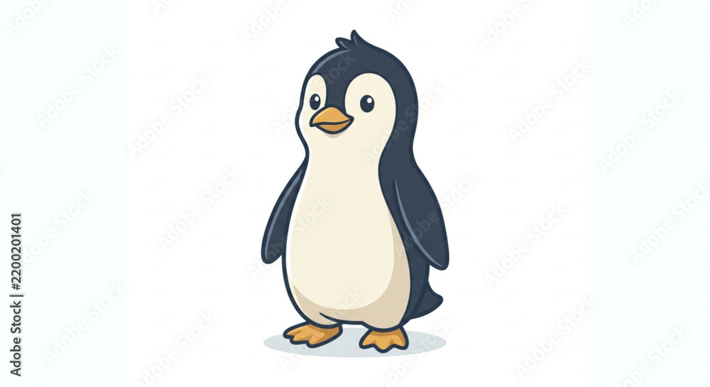 Fototapeta premium Cute baby penguin vector illustration on white background