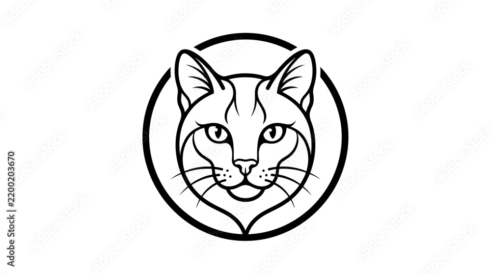 Obraz premium Stylized Cat Face Logo in Circle