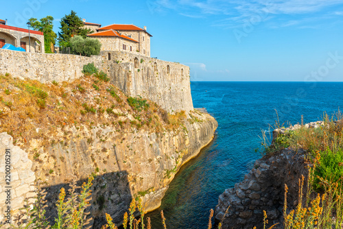 Old city Ulcinj, Montenegro. Sea view at summer day.