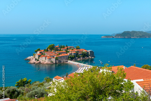 Sveti Stefan, small islet and resort in Montenegro. Balkans, Adriatic