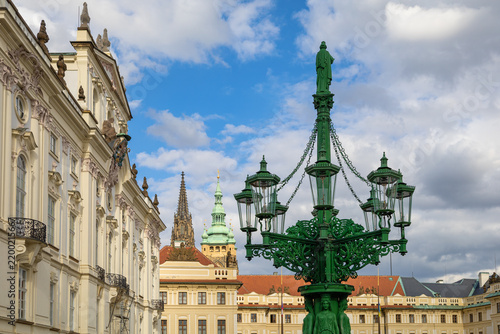 Historical Prague: Cast-Iron Gas Street Lamp at Hradcany Square