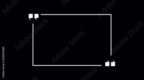 Modern White Line Animation of a Rectangular Quote Box and Message Box Template Alpha Channel. 4K Video