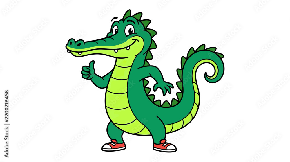 Obraz premium Cartoon Alligator Giving Thumbs Up Gesture