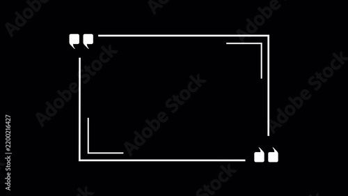 Minimalist White Line Animated Quote Box and Quote Template Message Box Alpha Channel. 4K Video