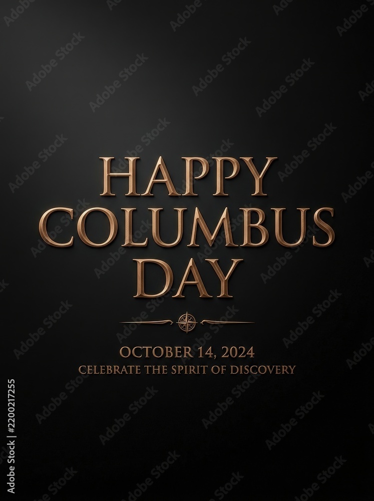 Obraz premium Elegant gold foil columbus day typography celebrating october 12 holiday with clean copy space