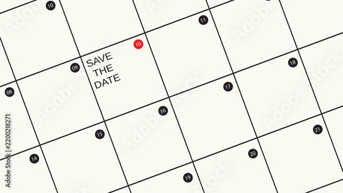 Save the date text on a minimalist calendar grid with one highlighted marker event planning time management calendar scheduling appointment minimalist deadline planning highlighted
