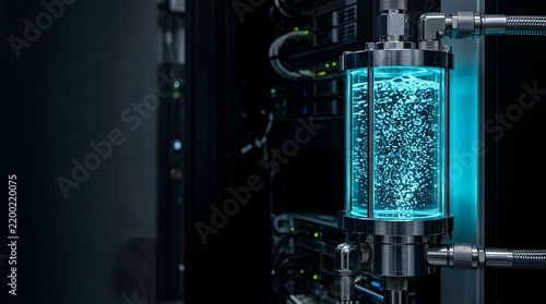 Futuristic Fluid Cylinder in Data Center