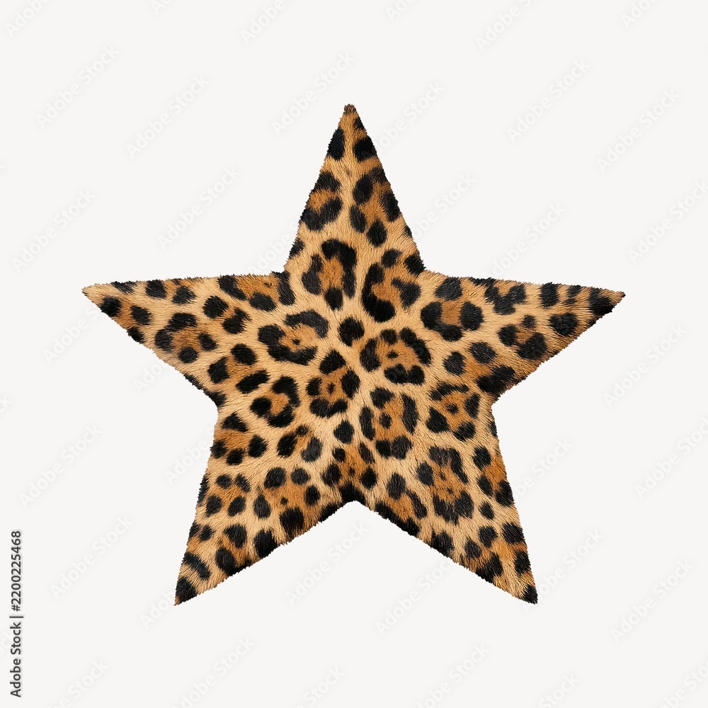 Obraz premium Star shape with a leopard print pattern on a plain background.