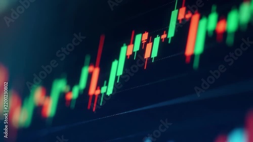 A dynamic close-up timelapse of candlestick charts rising and falling on a trading screen, reflecting market volatility and momentum. trading bots, algorithmic trading, AI assistant agents