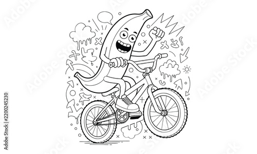 Banana line art t shirt design, Hand drawn lettering phrase isolated on white background, Calligraphy graphic design typography element, Hand written vector sign, svg