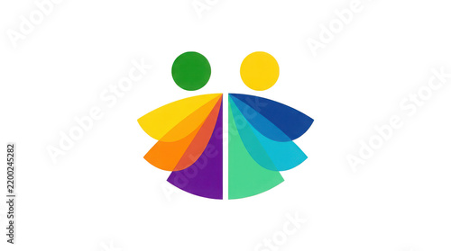 Abstract colorful icon of two people together