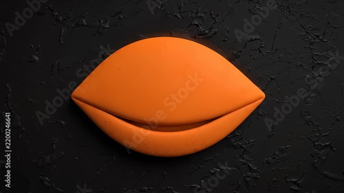 Orange Clay Morphing Symbols Transforming From Eye to Circle on Textured Black Background
