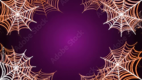 Glowing Spider Webs in the Corners With Purple Background for Halloween Animation