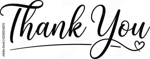Elegant handwritten calligraphy thank you text isolated on a clean white background for graphic design