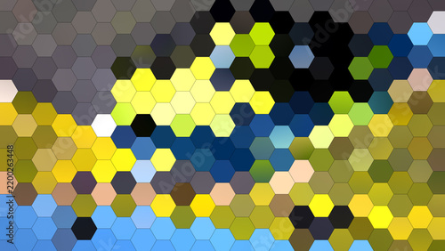 4K abstract hexagon mosaic background with geometric honeycomb pattern and pixelated texture. Modern digital background with copy space, ideal for branding, websites, presentations, apps, advertising