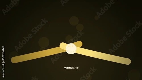 Golden partnership handshake animation, luxury business collaboration concept, elegant corporate deal motion graphic with bokeh background