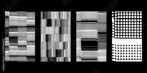 Set of four minimalist white grunge paper textures with sparse specks, tiny stains and isolated imperfections