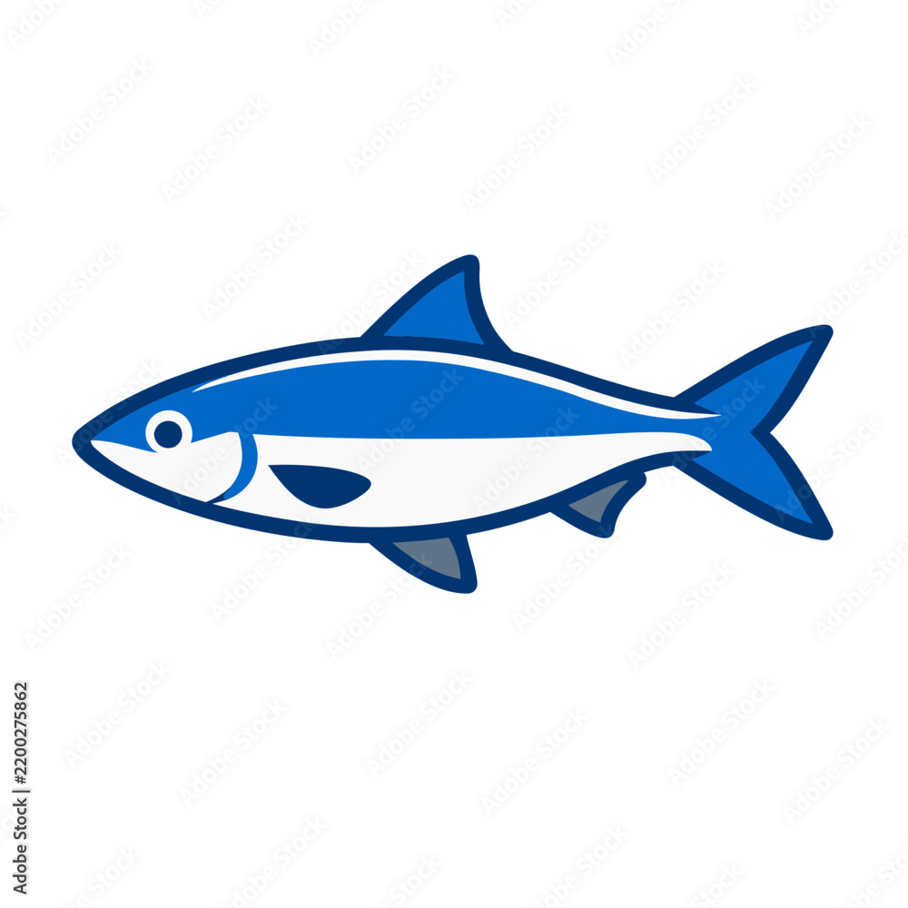 Fototapeta premium Sleek Blue and White Milkfish Mascot Vector Icon
