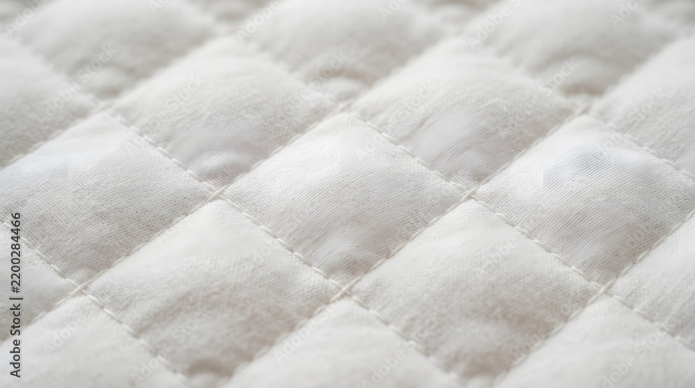 Naklejka premium Close up of a white quilted fabric texture with subtle diamond pattern details