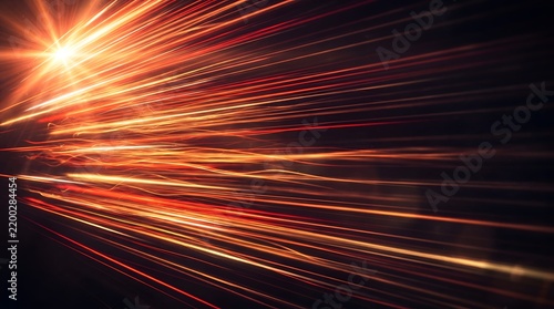 Abstract speed of light trails with a bright flare and dynamic energy flow